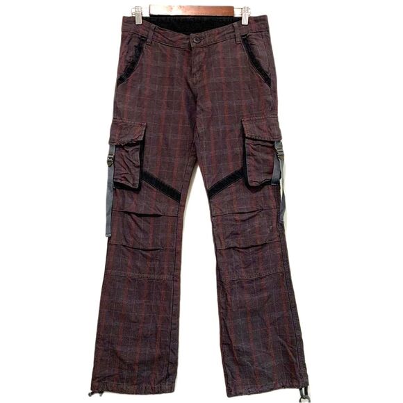 Yes Miss! Y2K Brown Plaid Cotton Cargo Pants size medium - Picture 1 of 11